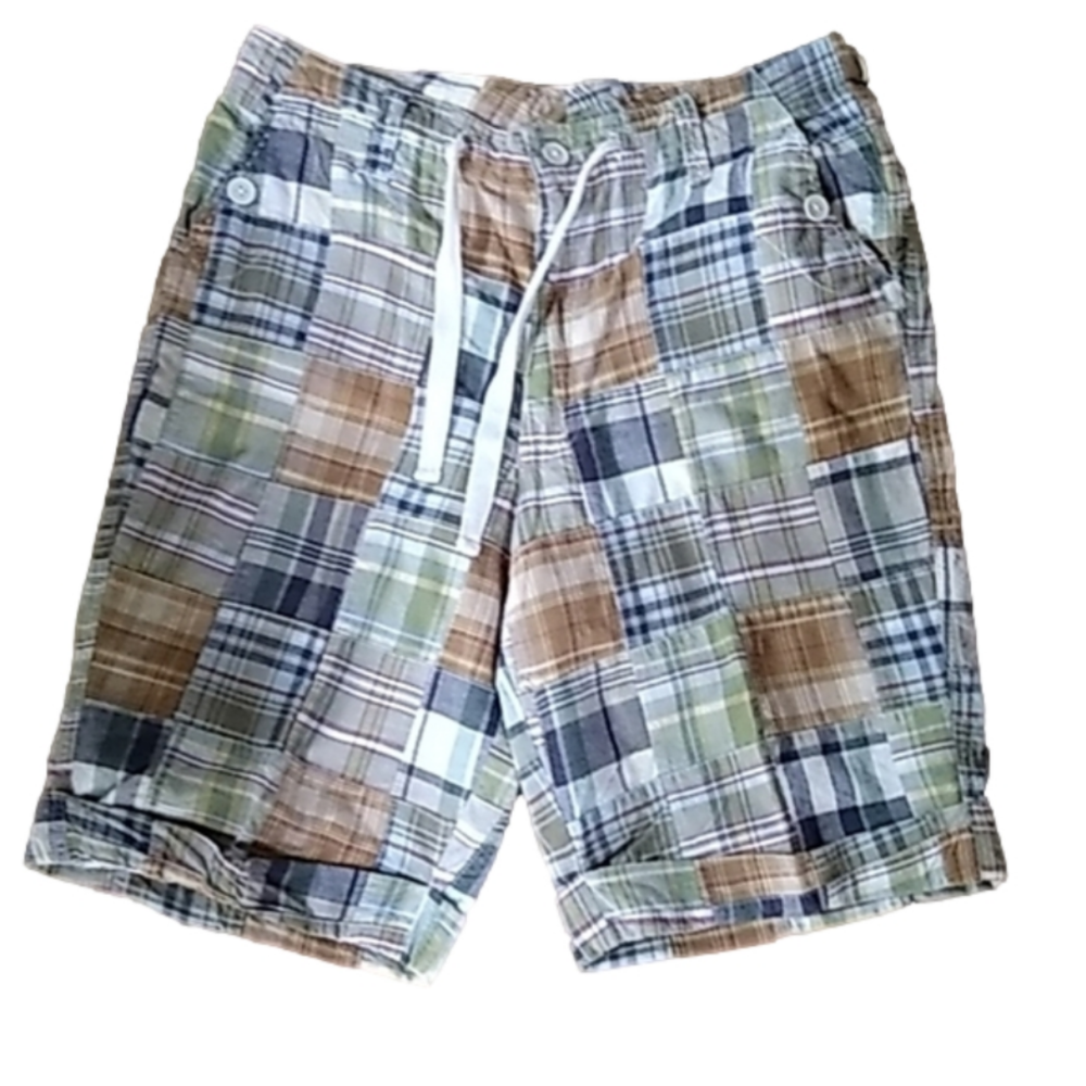 Kim Rogers Patchwork Madras Shorts sz 12P 100% cotton